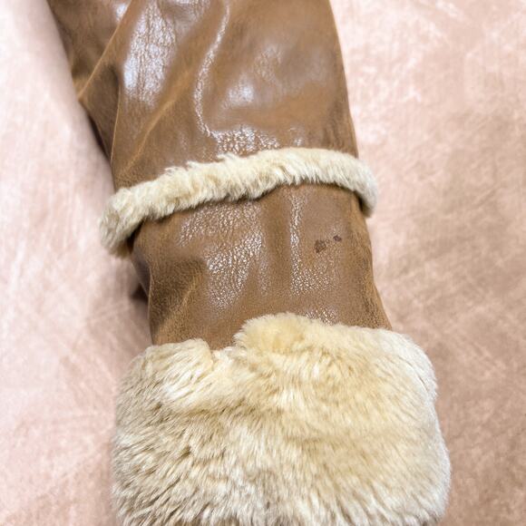 Vintage Y2K Big Chill Faux Leather Fur Hooded Zip Up Jacket Indie Sleaze McBling - Picture 6 of 12